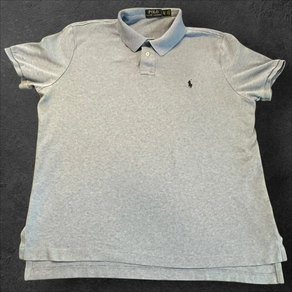 Polo Ralph Lauren Short Sleeve Polo Shirt Men's XL Heathered Blue - Read!‎